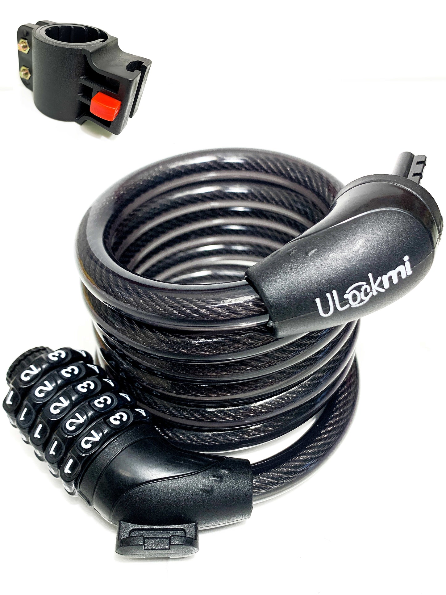 Ulockmi 5D Heavy-Duty Bike Lock: 180cm x 12mm Cable, Resettable Combination, Mounting Bracket
