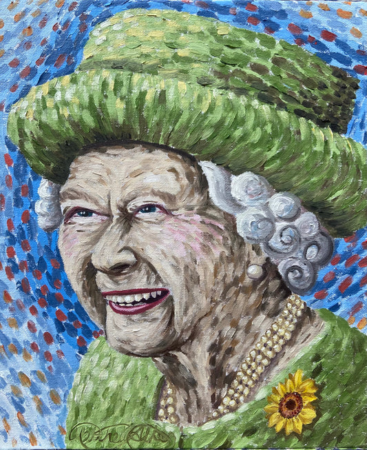“Queen in Green Felt Hat” Queen Elizabeth Memorial Print (unframed)