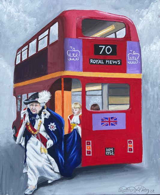 “When the bus makes you late for work" Queen Elizabeth Memorial Print (unframed)