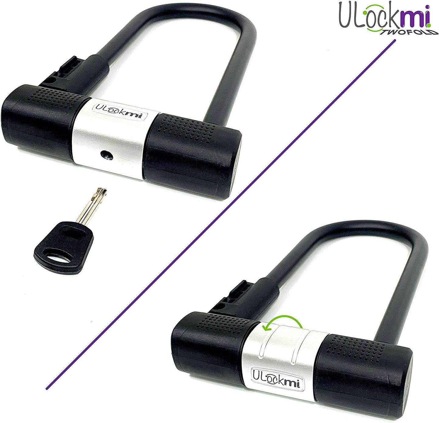 TWOFOLD Bike U lock with cable | Bike Lock graded SOLD SECURE GOLD | bicycle lock 14mm D shackle | 3 keys Mounting bracket | Ulock for bikes scooter electric folding mountain fixie bike