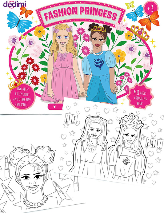 Fashion Princess Colouring book | Artist Sketch Pad | 40 pages paper colouring book for girls | LARGE | A3 size art set