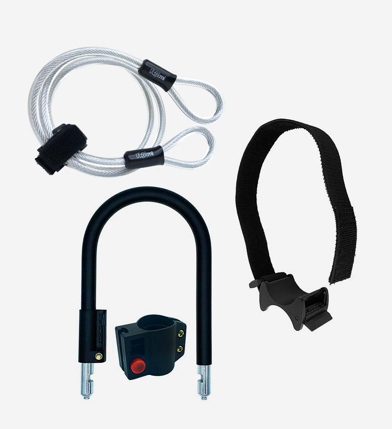 Ulockmi Secure Bike U Lock 16mm D Shackle with Cable, 3 Keys, Mounting Bracket