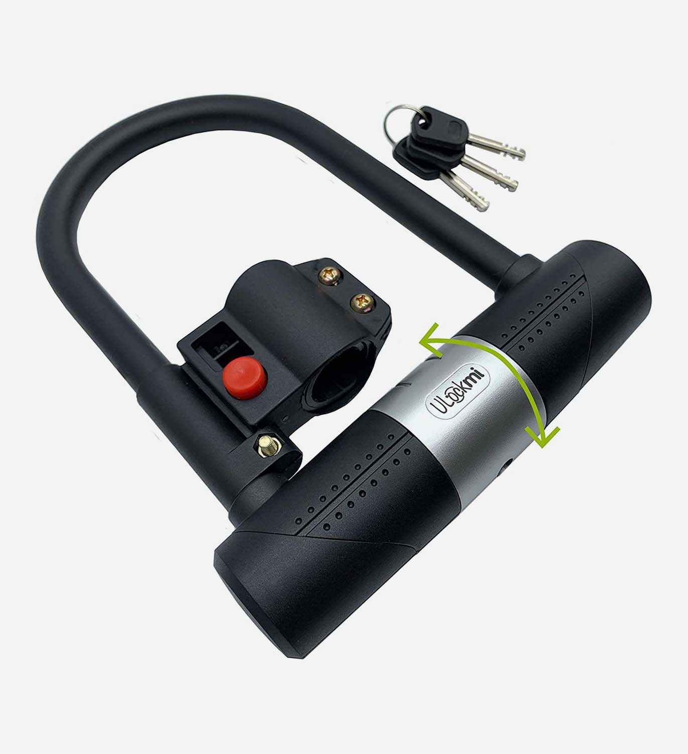 Ulockmi Secure Bike U Lock 16mm D Shackle with Cable, 3 Keys, Mounting Bracket