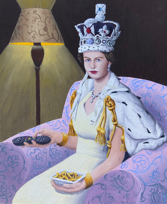 “Flix n Chips?” Queen Elizabeth Memorial Print (unframed)