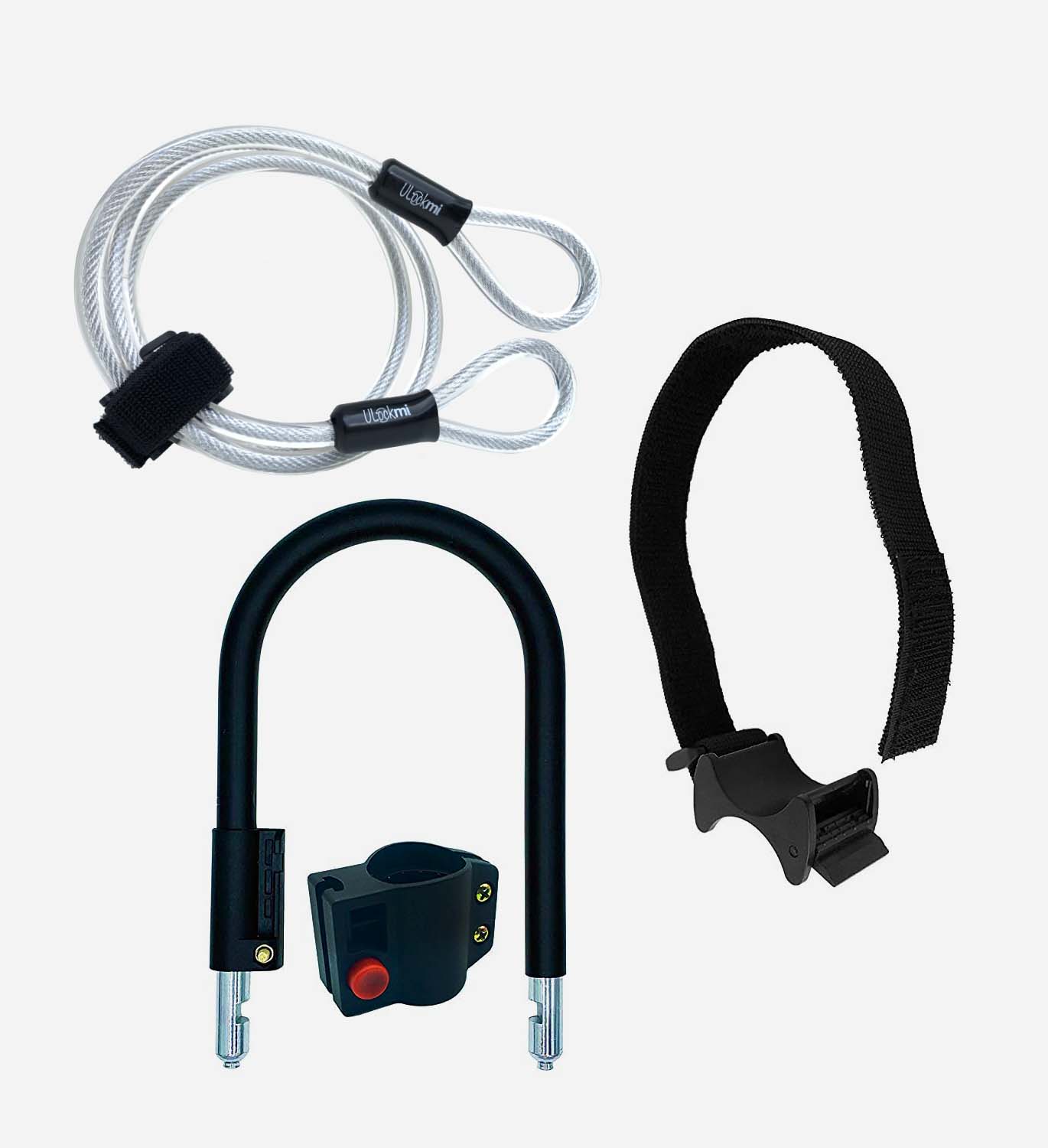 Ulockmi Secure Bike U Lock 16mm D Shackle with Cable 3 Keys Mounting Bracket